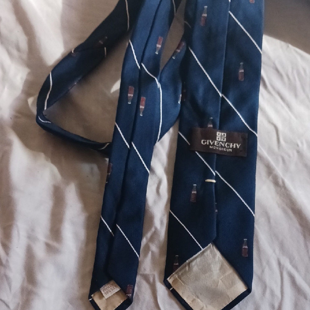 Givenchy Men's Tie with Navy and White Stripes